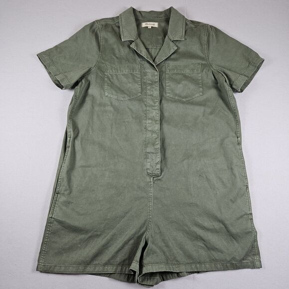 Madewell Garment Dyed Relaxed Coverall Romper Size XL Green NF875 Jumper Pockets - Picture 13 of 14